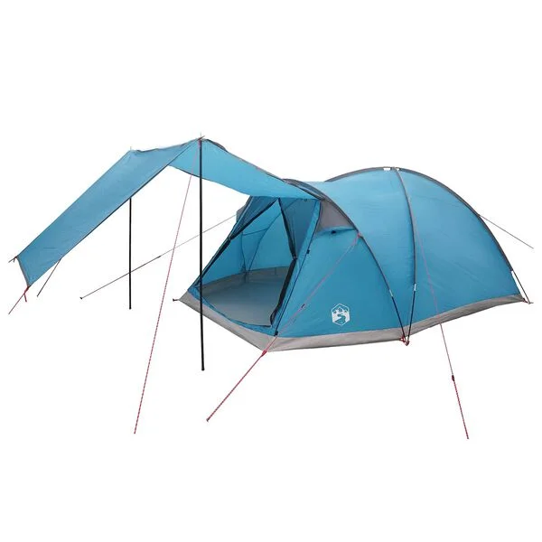 vidaXL Tente Cabane 6 personne Bleu Polyester et Acier