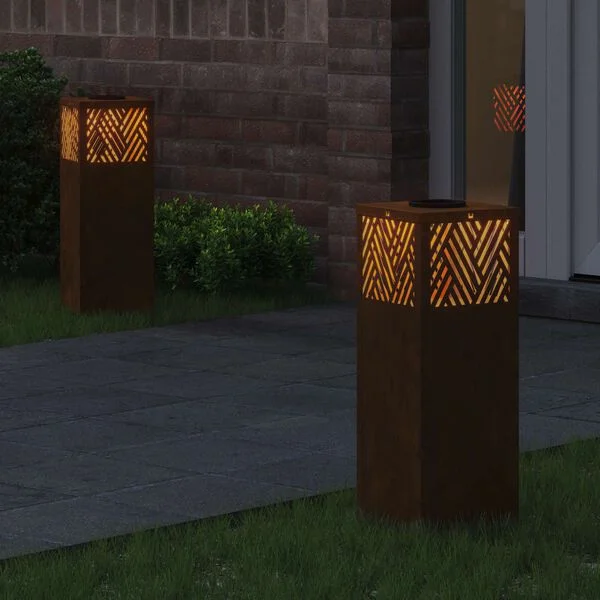 vidaXL Lumière de chemin LED solaire 2 pc Blanc chaud 18 x 18 x 50 cm