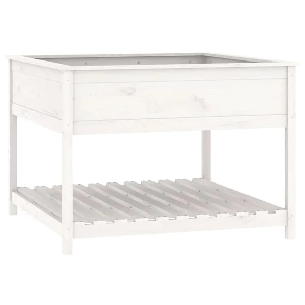 vidaXL Jardinière et étagère Blanc 111, 5x111, 5x81cm Bois massif de pin