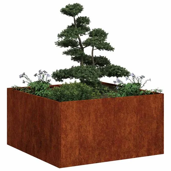 vidaXL Jardinière rouillé 80x80x40 cm acier inoxydable