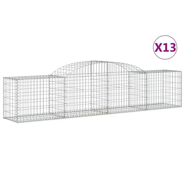 vidaXL Paniers à gabions arqués 13 pcs 300x50x60/80 cm fer galvanisé