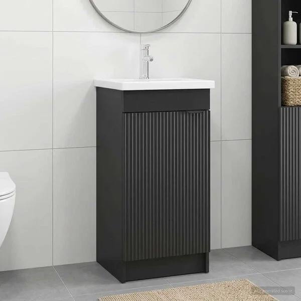 vidaXL Meuble de salle de bain avec évier Noir 42 x 40 x 84, 5 cm