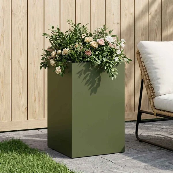 vidaXL Cache-pot de jardin Vert olive 30 x 30 x 40 cm