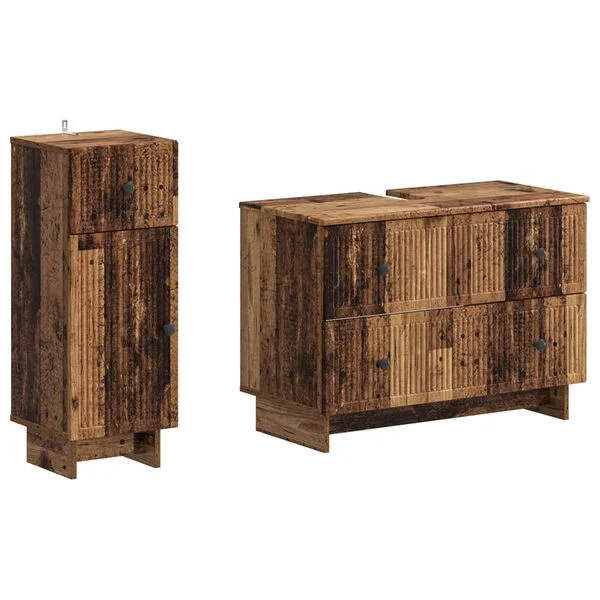 vidaXL Ensemble de 2 meubles de salle de bain EDE Bois ancien