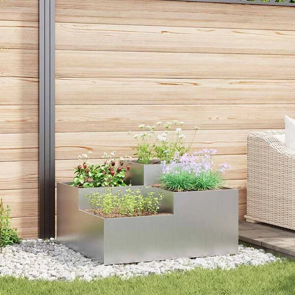 vidaXL Cache-pot de jardin Argent 100 x 100 x 48 cm Acier galvanisé