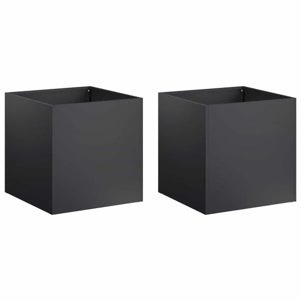 vidaXL Cache-pot de jardin 2 pc Noir 20 x 20 x 20 cm