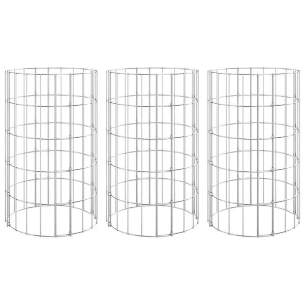 vidaXL Lit surélevé à gabion circulaire 3 pcs Acier galvanisé Ø30x50cm