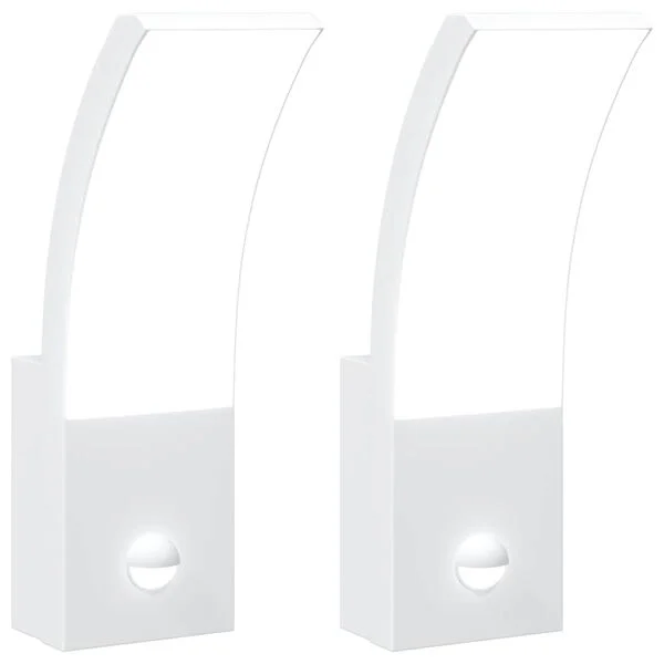 vidaXL Appliques murales LED d'extérieur avec capteurs 2 pcs blanc