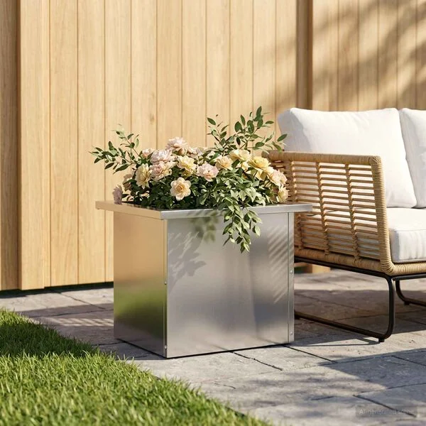 vidaXL Jardinière de jardin avec LED Argenté 30 x 40 x 30 cm