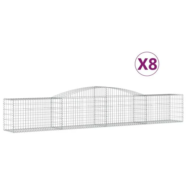 vidaXL Paniers à gabions arqués 8 pcs 400x50x60/80 cm Fer galvanisé