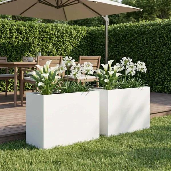 vidaXL Cache-pot de jardin 2 pc Blanc 60 x 30 x 50 cm