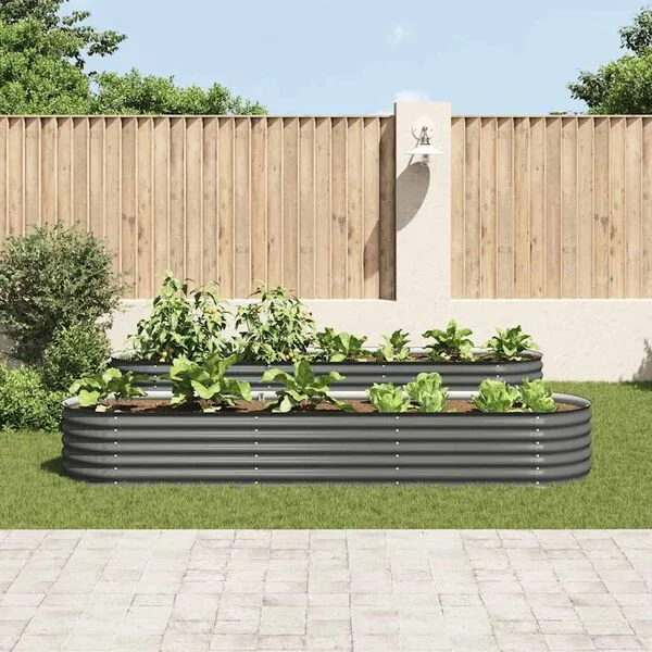 vidaXL Lit surélevé de jardin 320x80x44 cm Acier galvanisé Gris