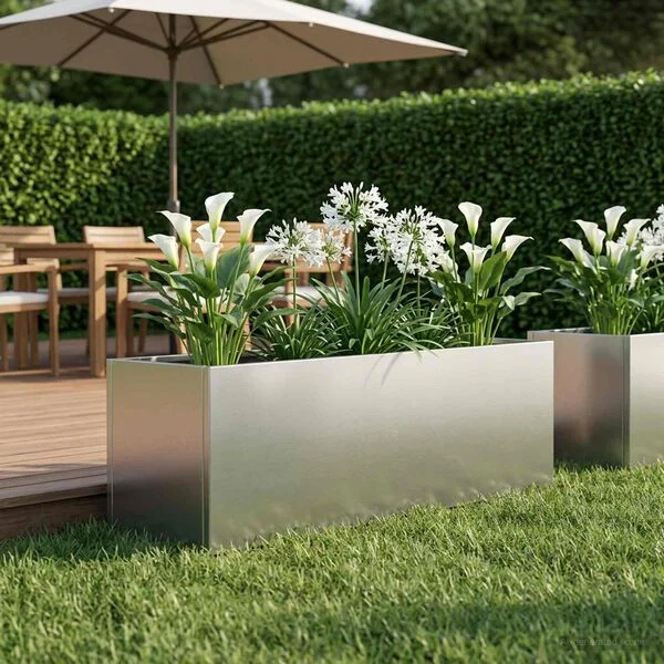 vidaXL Cache-pot de jardin Argenté 100 x 30 x 30 cm Acier inoxydable