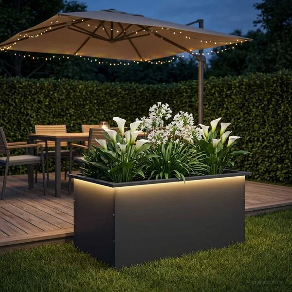 vidaXL Jardinière de jardin avec LED Anthracite 50 x 80 x 48 cm Acier