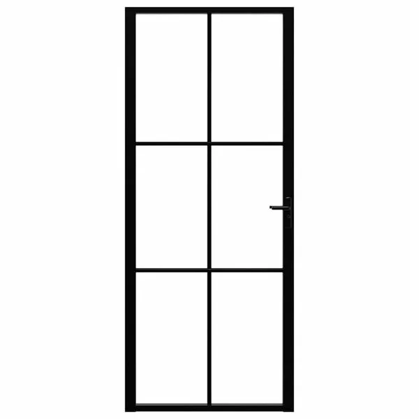 vidaXL Porte intérieure Verre ESG et aluminium 83x201, 5 cm Noir