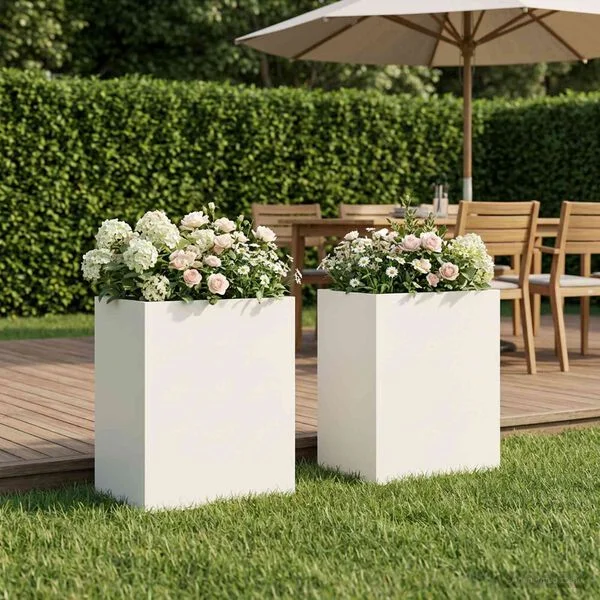 vidaXL Cache-pot de jardin 2 pc Blanc 40 x 30 x 40 cm