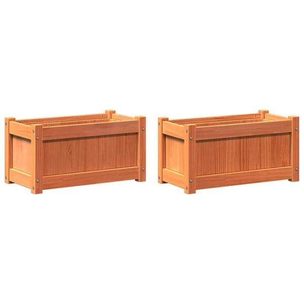 vidaXL Jardinières 2 pcs cire marron bois de pin massif