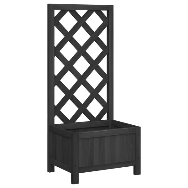 vidaXL Jardinière avec treillis noir 40x30x90 cm bois massif de sapin