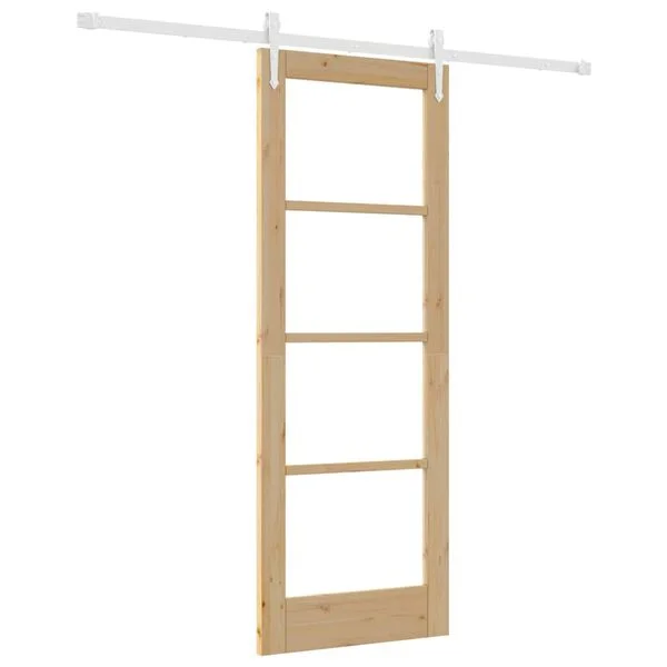 vidaXL Porte coulissante 73, 5 x 198, 5 cm Bois de pin massif et verre