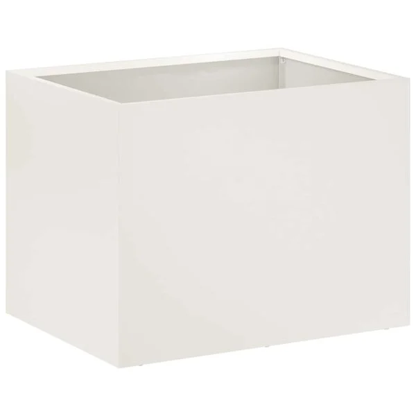 vidaXL Cache-pot de jardin Blanc 40 x 30 x 30 cm Acier laminé à froid