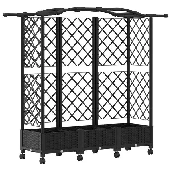 vidaXL Lit Élevé avec Treillis et Toit Noir 163 x 40 x 129 cm PP