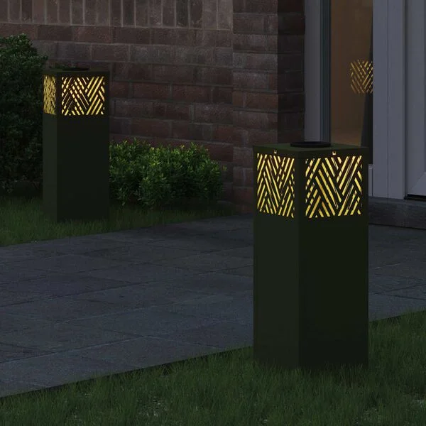 vidaXL Lumière de chemin LED solaire 2 pc Blanc chaud 18 x 18 x 50 cm