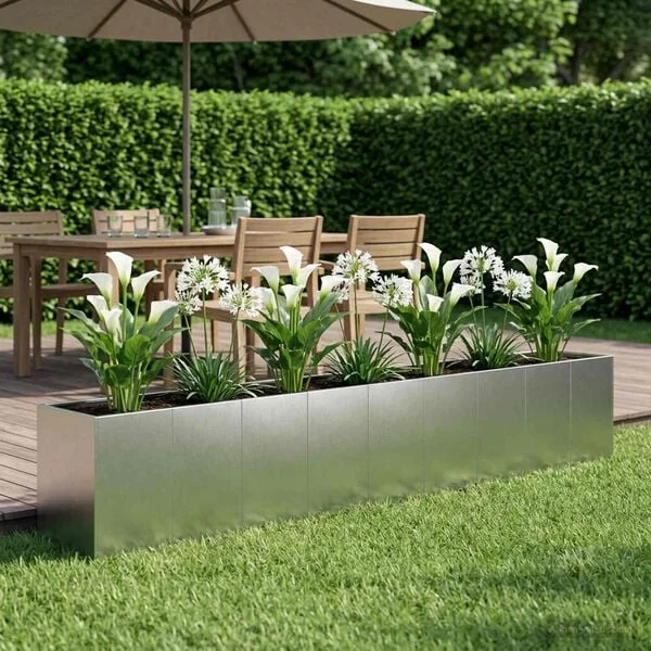 vidaXL Cache-pot de jardin Argenté 360 x 40 x 60 cm Acier inoxydable