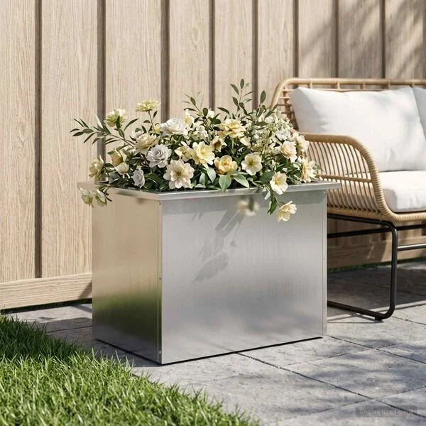 vidaXL Jardinière de jardin avec LED Argenté 40 x 60 x 40 cm