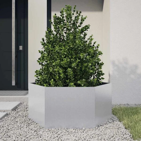 vidaXL Jardinière hexagone 104x90x45 cm acier galvanisé