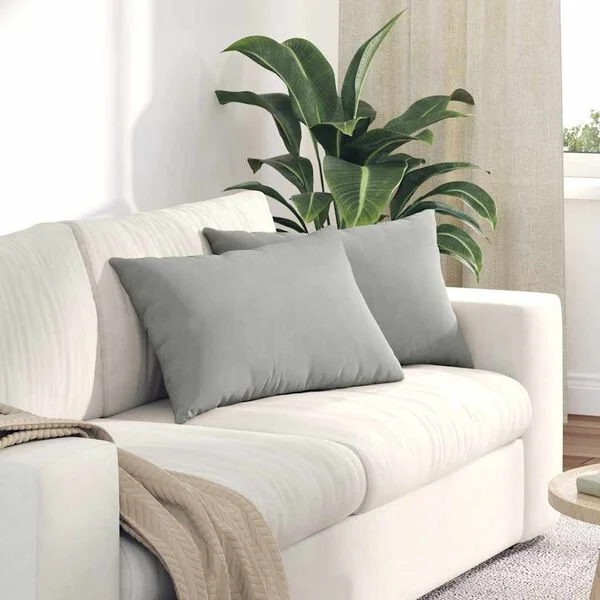 vidaXL Coussins de canapé 2 pc tissu Gris clair 60 x 40 cm