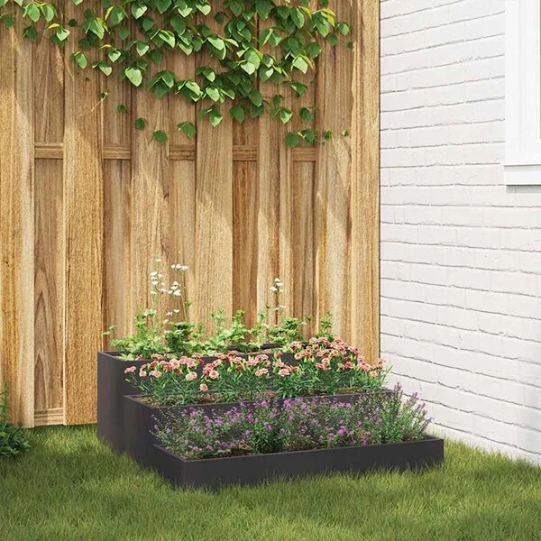 vidaXL Cache-pot de jardin Noir 90 x 90 x 35 cm Acier laminé à froid