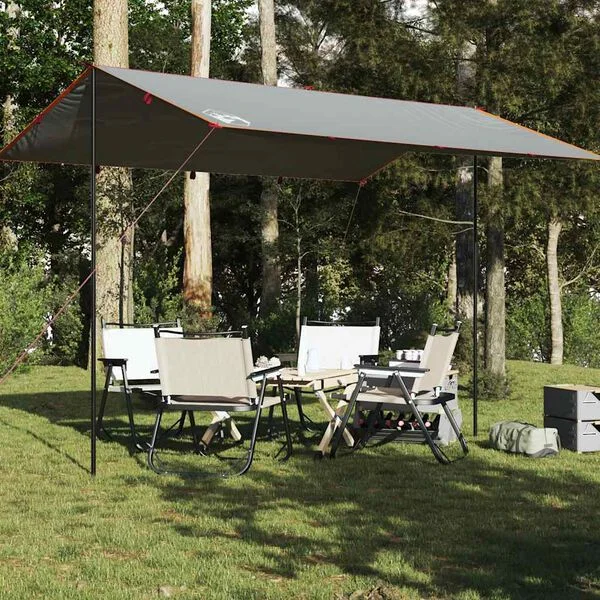 vidaXL Bâche de camping gris et orange 400x294 cm imperméable