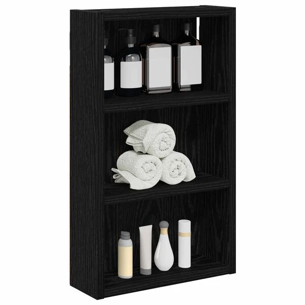 vidaXL Armoire murale de salle de bain Chêne Noir 30 x 10 x 50 cm