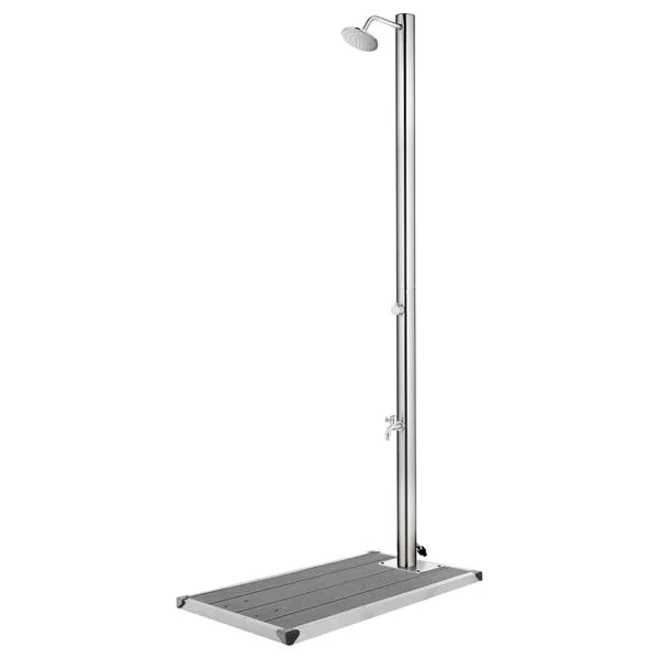 vidaXL Douche de jardin avec base gris 220 cm Acier inoxydable