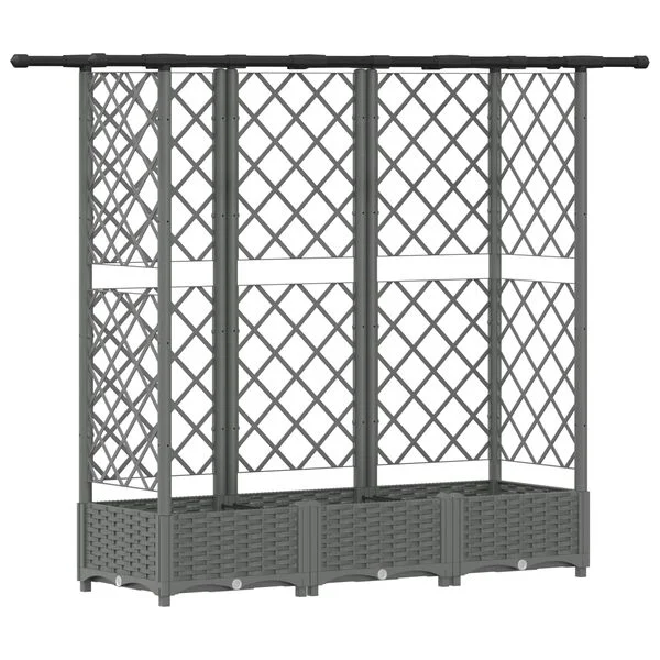 vidaXL Lit Élevé avec Treillis et Toit Gris clair 164 x 40 x 121 cm PP