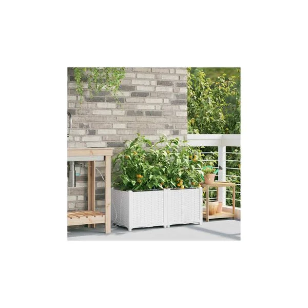 vidaXL Cache-pot de jardin 2 pc Blanc 80 x 40 x 37, 5 cm PP
