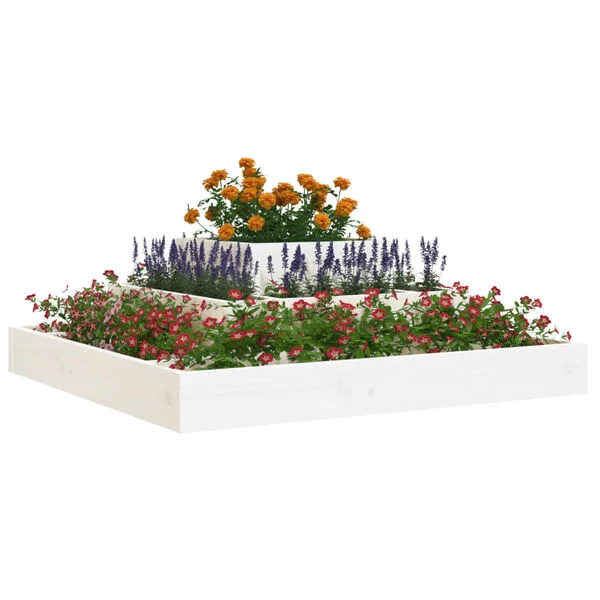 vidaXL Jardinière Blanc 80x80x27 cm Bois massif de pin