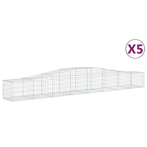 vidaXL Paniers à gabions arqués 5 pcs 400x50x40/60 cm Fer galvanisé