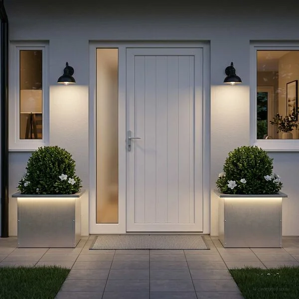 vidaXL Jardinière de jardin avec LED 2 pc Argenté 30 x 40 x 30 cm