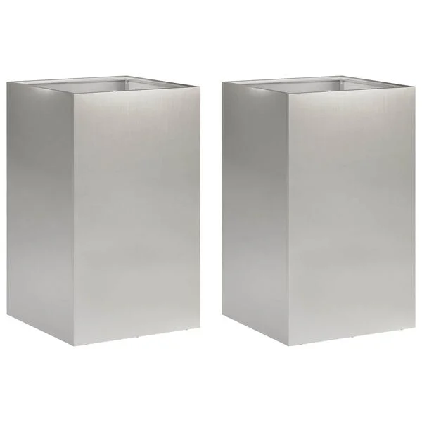 vidaXL Cache-pot de jardin 2 pc Argenté 30 x 30 x 50 cm