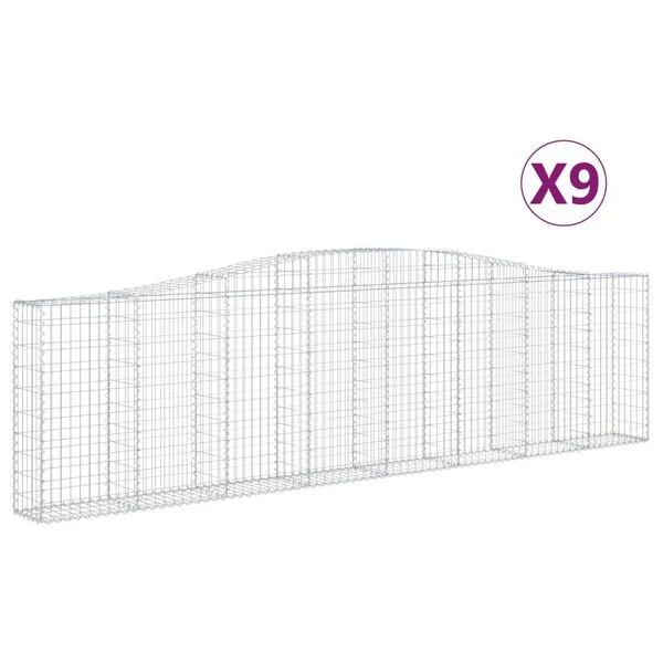 vidaXL Paniers à gabions arqués 9 pcs 400x30x100/120 cm Fer galvanisé