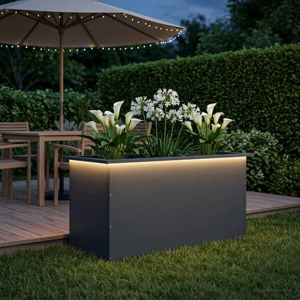vidaXL Jardinière de jardin avec LED Anthracite 50 x 100 x 48 cm Acier