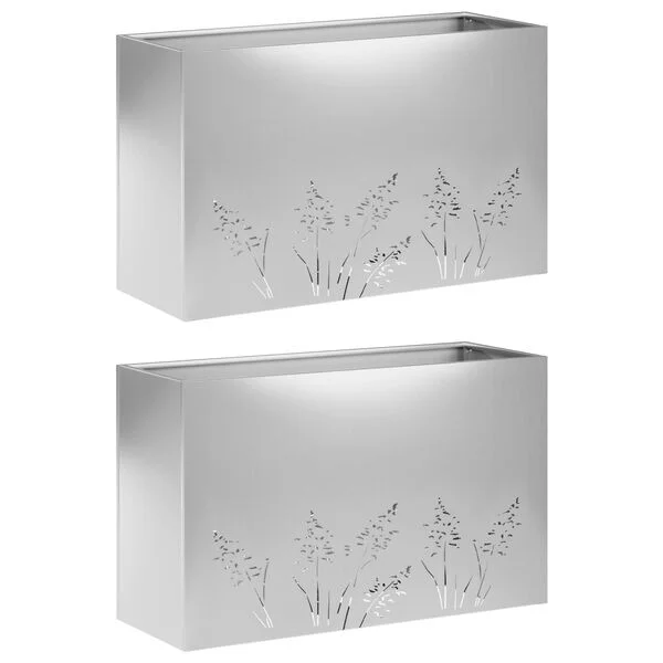 vidaXL Cache-pot de jardin 2 pc Argenté 80 x 20 x 49 cm
