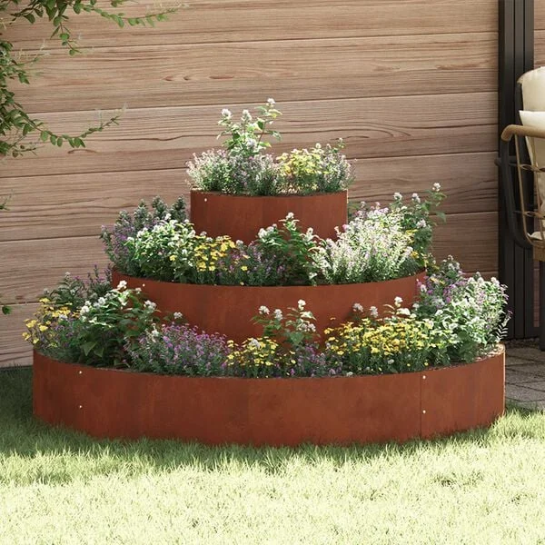 vidaXL Cache-pot de jardin Rouillé 120 x 120 x 20 cm Acier patiné