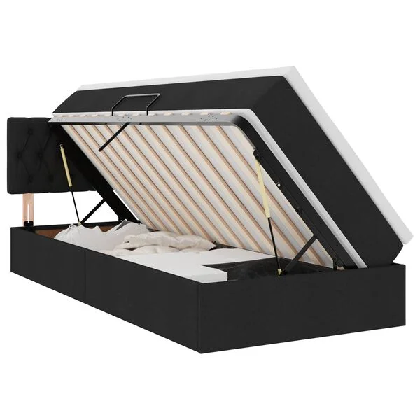 vidaXL Lit avec rangement et matelas Noir 90 x 200 cm Velours