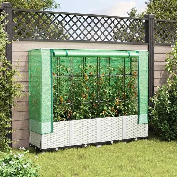 vidaXL Jardinière surélevée avec housse aspect rotin 160x40x138 cm