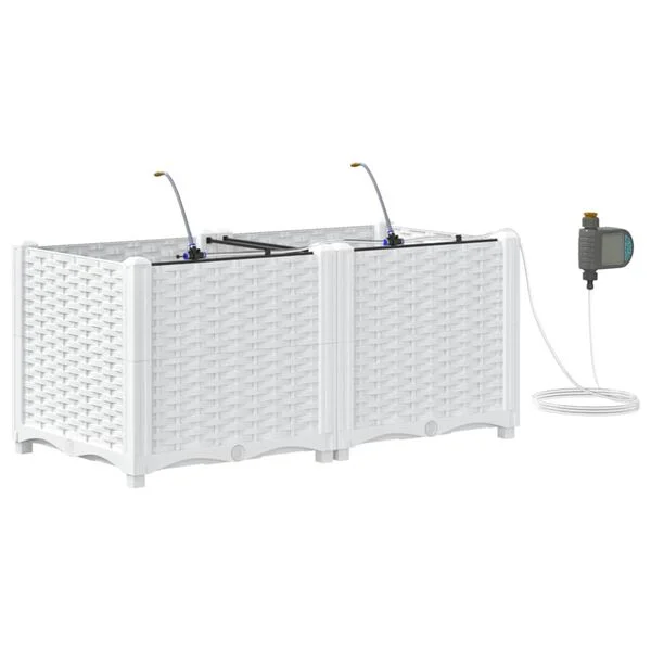 vidaXL Cache-pot de jardin 2 pc Blanc 80 x 40 x 37, 5 cm PP