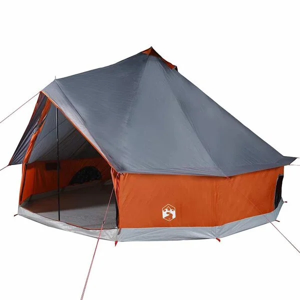 vidaXL Tente familiale tipi 10 personnes gris et orange imperméable
