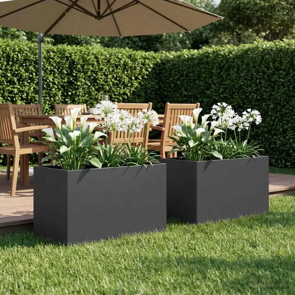 vidaXL Cache-pot de jardin 2 pc Noir 50 x 40 x 40 cm