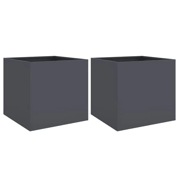 vidaXL Jardinières 2 pcs anthracite 49x47x46 cm acier